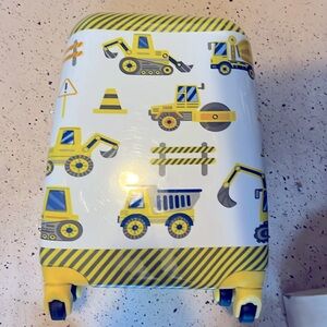 Construction theme kids hard side spinner luggage suit case boys